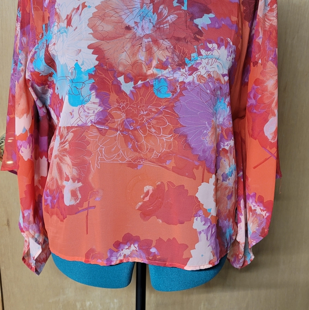A.n.A Sheer Tropical Blouse